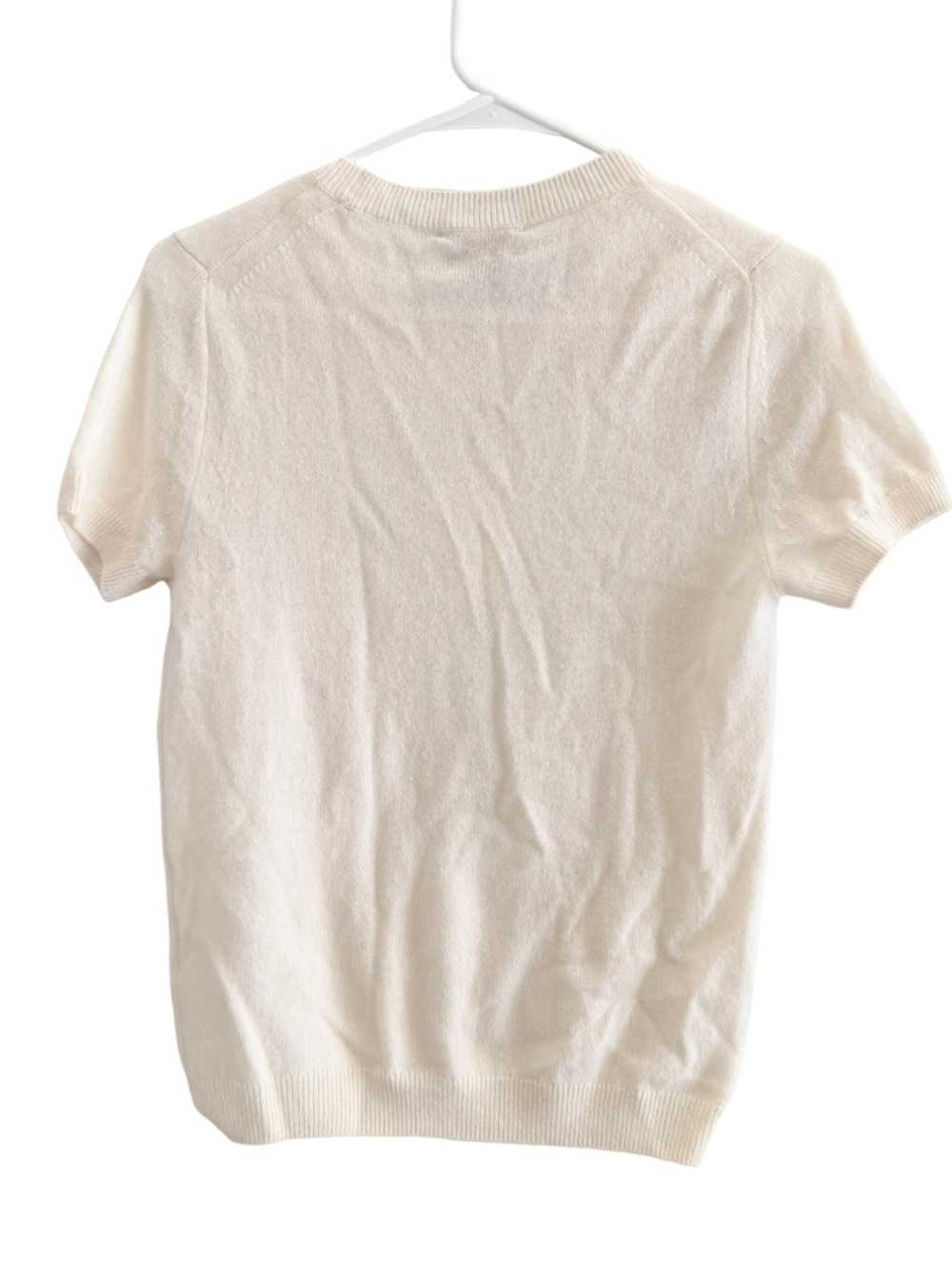 QUINCE Cashmere Short Sleeve Sweater Cream Size Small - Picture 3 of 6
